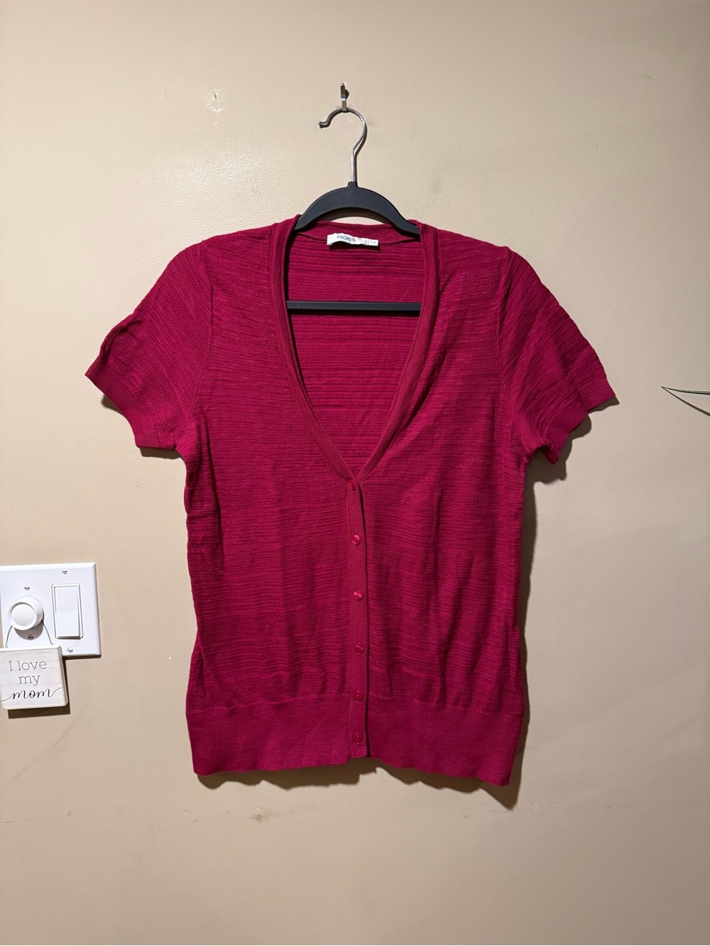 Ricki’s Raspberry Red Textured Knit Lightweight Cardigan - Picture 7 of 12
